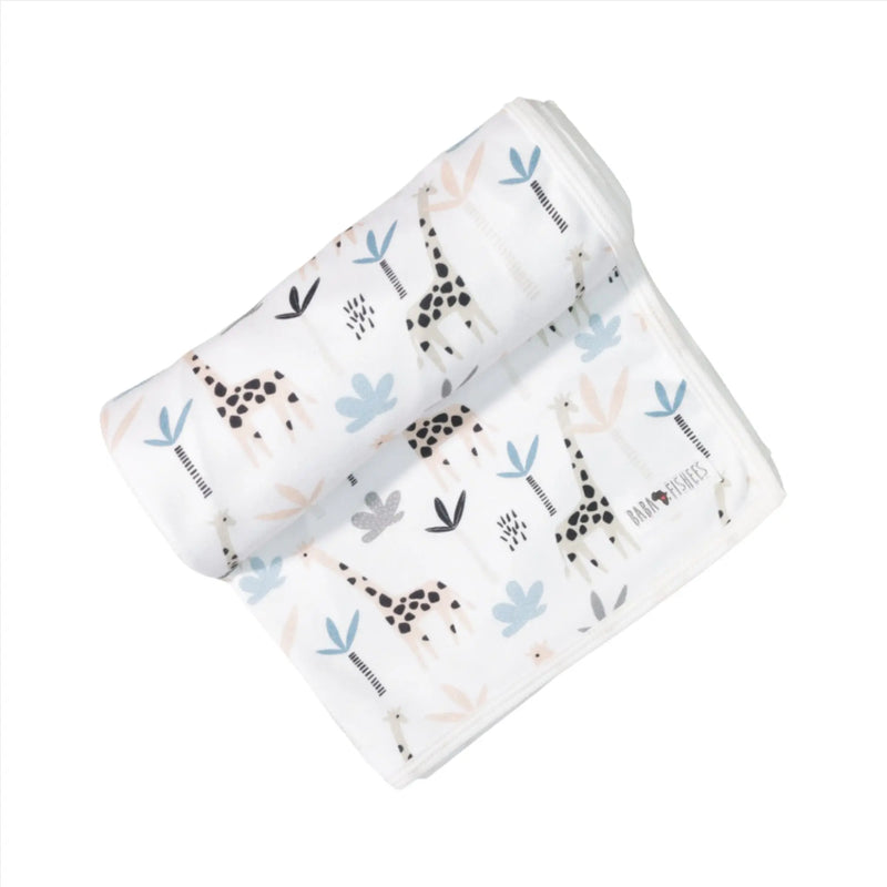 Rolled up Baby Blanket – Giraffe made from 100% cotton interlock with giraffe print