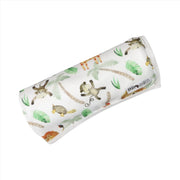 Baby Blanket – Simba Watercolour cotton interlock baby blanket with watercolour safari animal print rolled