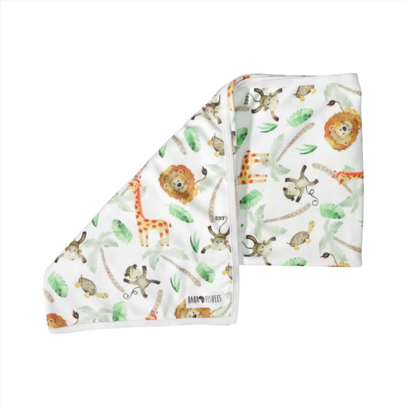 Baby Blanket – Simba Watercolour cotton interlock baby blanket with watercolour safari animal print styled