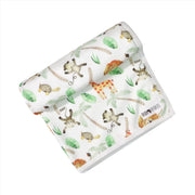 Baby Blanket – Simba Watercolour cotton interlock baby blanket with watercolour safari animal print