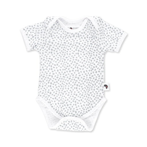 Front view of CLASSIC ONESIE short sleeves in white with grey splots