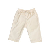 Corduroy Pants in Cream with adjustable waistband and tie.