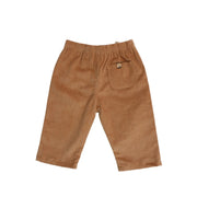 Corduroy Pants in Tan with adjustable waistband and back pocket button detail.