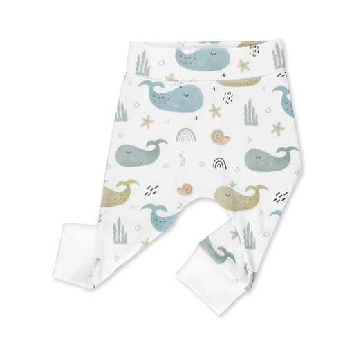 CUFF PANTS - WHALES ON WHITE BABA FISHEES