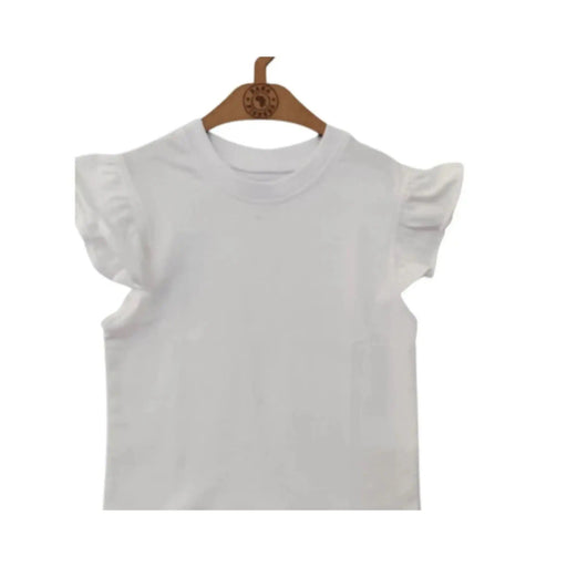 FRILLY ARM TEE - PLAIN WHITE BABAFISHEES