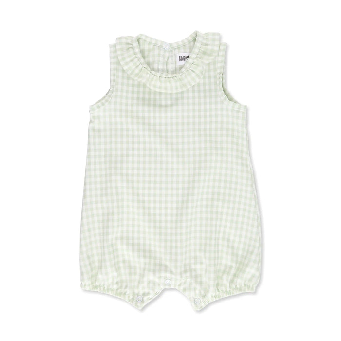 FRILLY NECK ROMPERS - GINGHAM BABAFISHEES