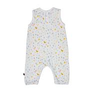 Henley Romper – a Sleeveless baby romper with pastel bird pattern