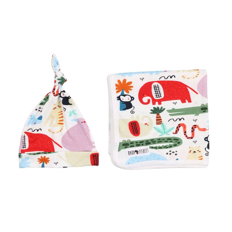 MATCHING BABY BLANKET & BEANIE SET BABA FISHEES