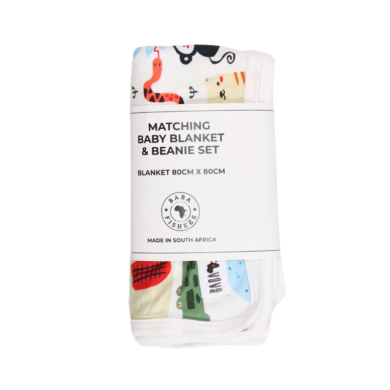 MATCHING BABY BLANKET & BEANIE SET BABA FISHEES