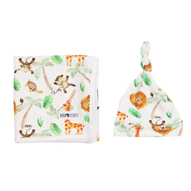 MATCHING BABY BLANKET & BEANIE SET BABA FISHEES