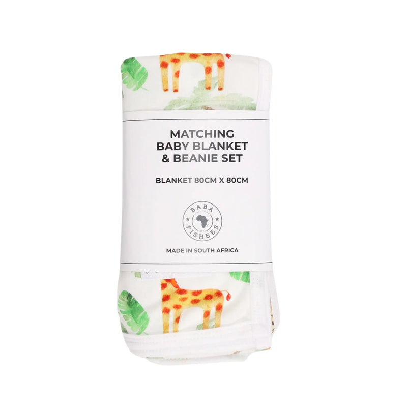 MATCHING BABY BLANKET & BEANIE SET BABA FISHEES