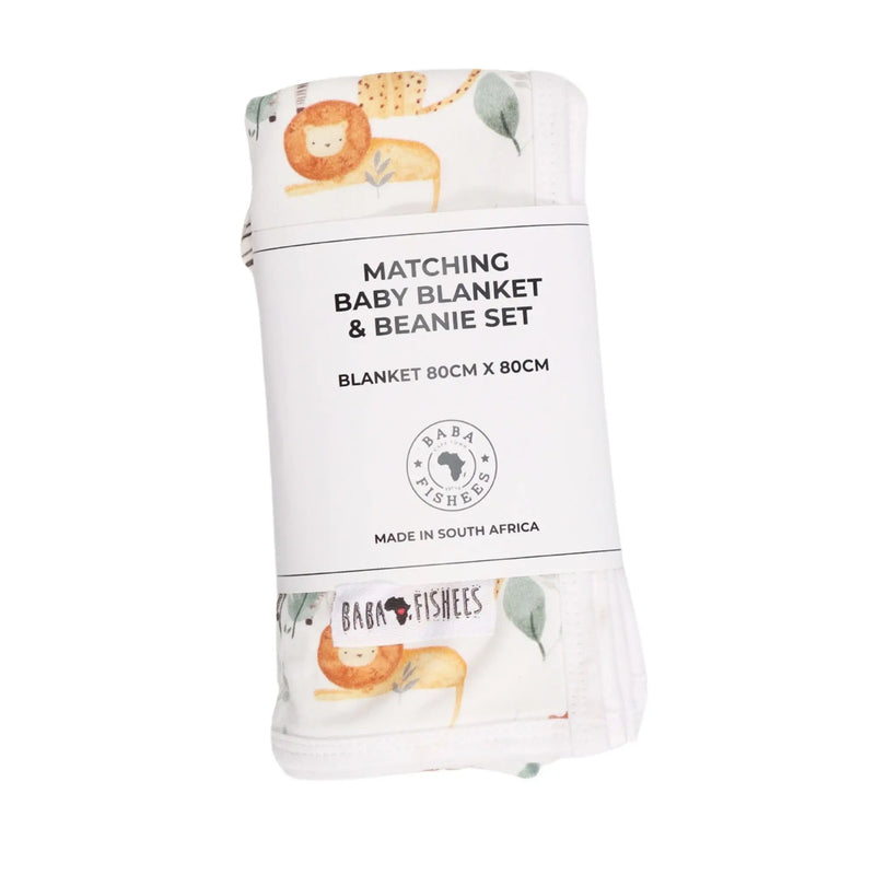 MATCHING BABY BLANKET & BEANIE SET BABA FISHEES