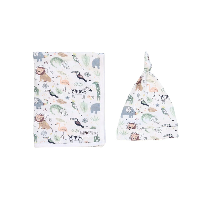 MATCHING BABY BLANKET & BEANIE SET BABA FISHEES