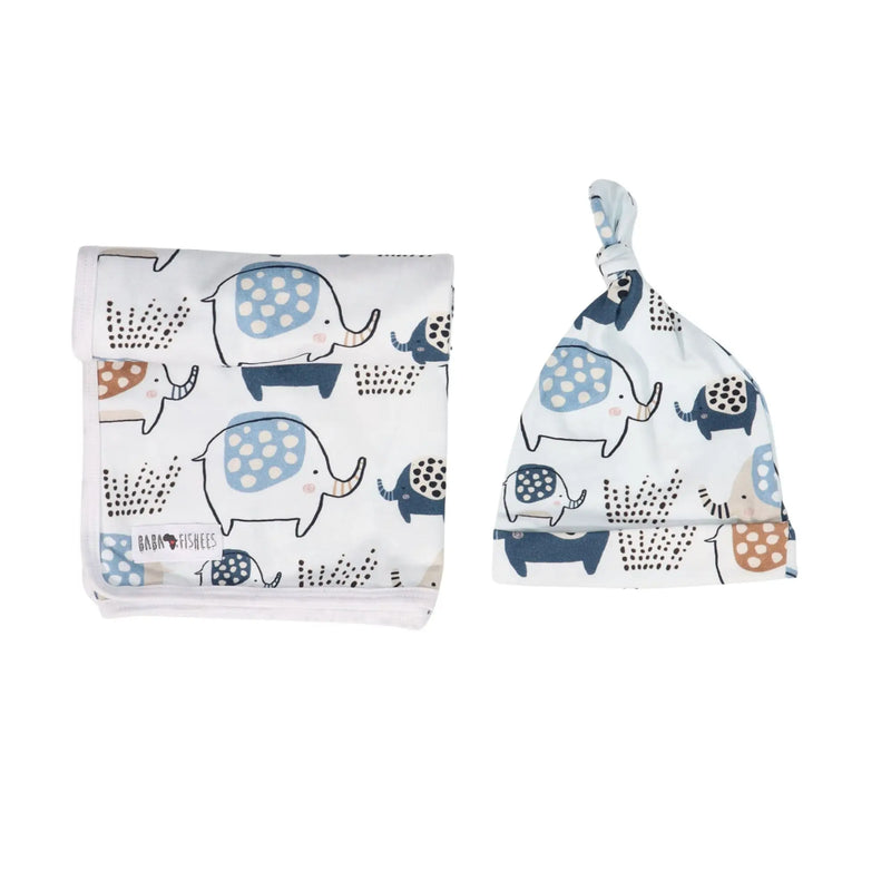 MATCHING BABY BLANKET & BEANIE SET BABA FISHEES