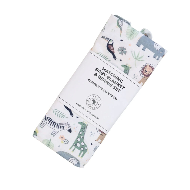 MATCHING BABY BLANKET & BEANIE SET BABA FISHEES