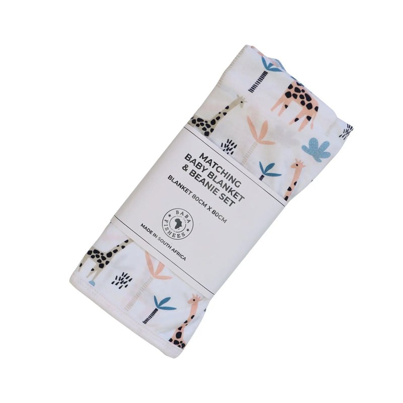 MATCHING BABY BLANKET & BEANIE SET BABA FISHEES