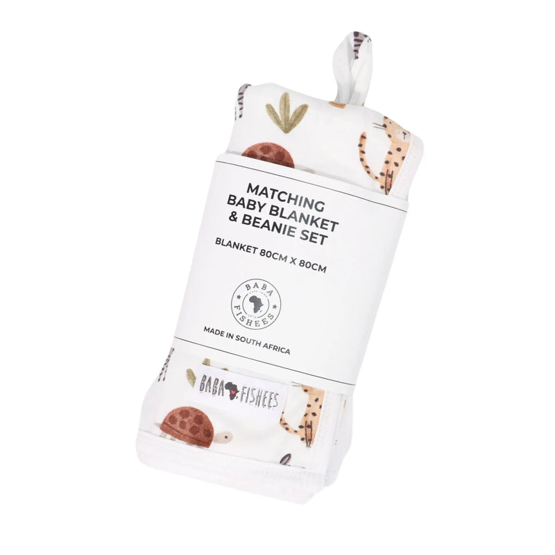 MATCHING BABY BLANKET & BEANIE SET BABA FISHEES