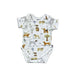 A soft, high-quality short sleeve cotton classic onesie with a dogs playground pattern.