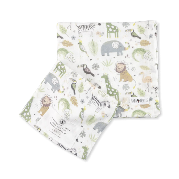 SWADDLE BLANKET - AFRICAN PLAINS BABAFISHEES