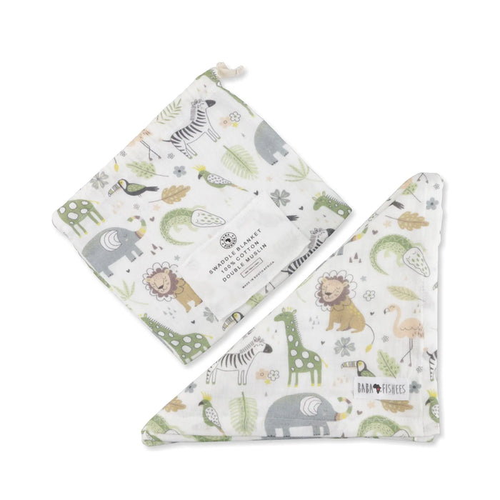 SWADDLE BLANKET - AFRICAN PLAINS BABAFISHEES