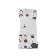 Baby Blanket - Whales on White packaged white cotton baby blanket with whale print