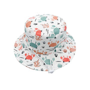 Bucket hat - Crab Gang light blue and pink crab and coral print
