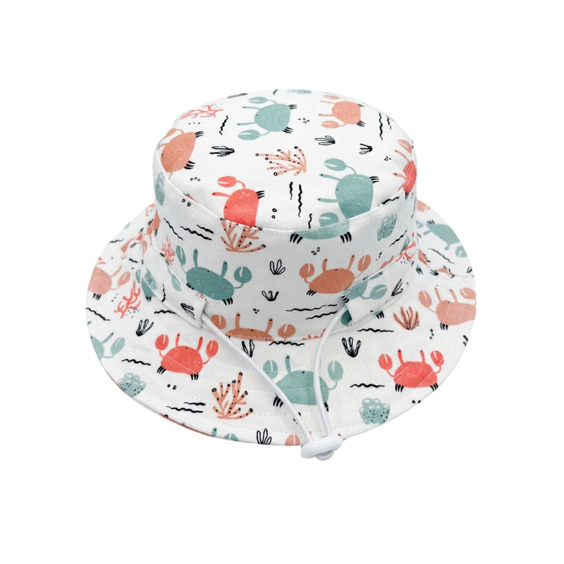 Bucket hat - Crab Gang light blue and pink crab and coral print