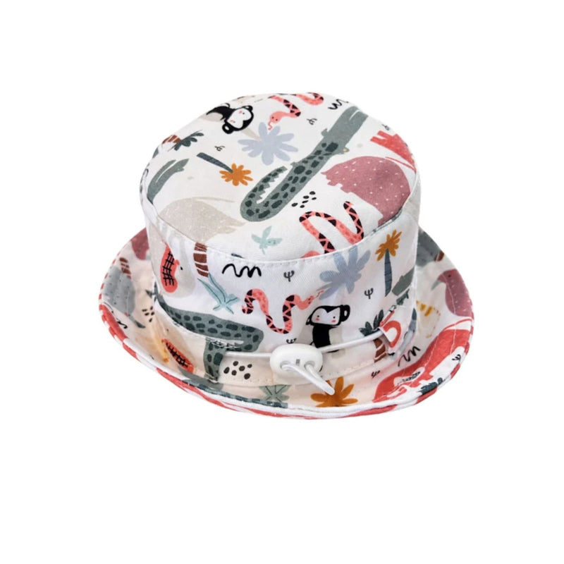 Bucket Hat - Rust Ellie in animal print with adjustable white toggle