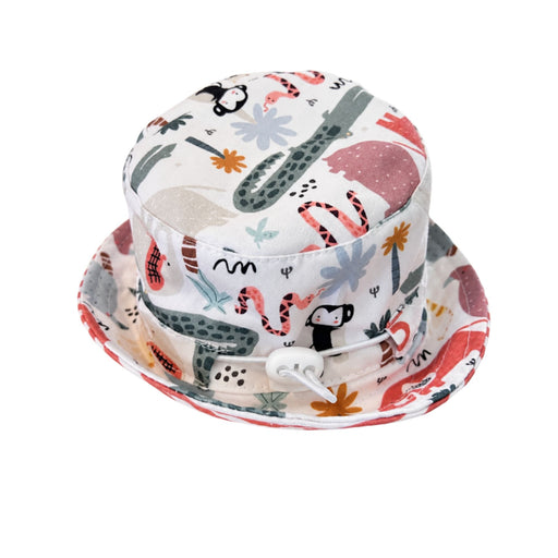 Bucket Hat - Rust Ellie in animal print with adjustable white toggle