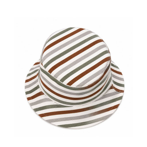 Bucket Hat - Zebra Party reversible cotton twill hat with zebras, cheetahs, elephants, tortoises and striped on reverse side.