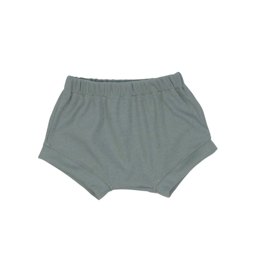 Sage green ribbed baby bummies with soft elastic waistband