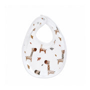 White bib with kameelperde in soft browns closed
