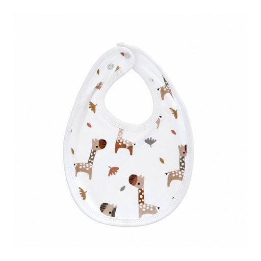 White bib with kameelperde in soft browns closed