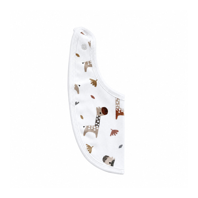 White bib with kameelperde in soft browns side view