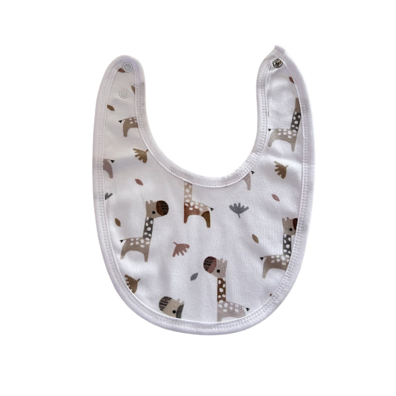 White bib with kameelperde in soft browns open