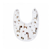 White bib with kameelperde in soft browns open
