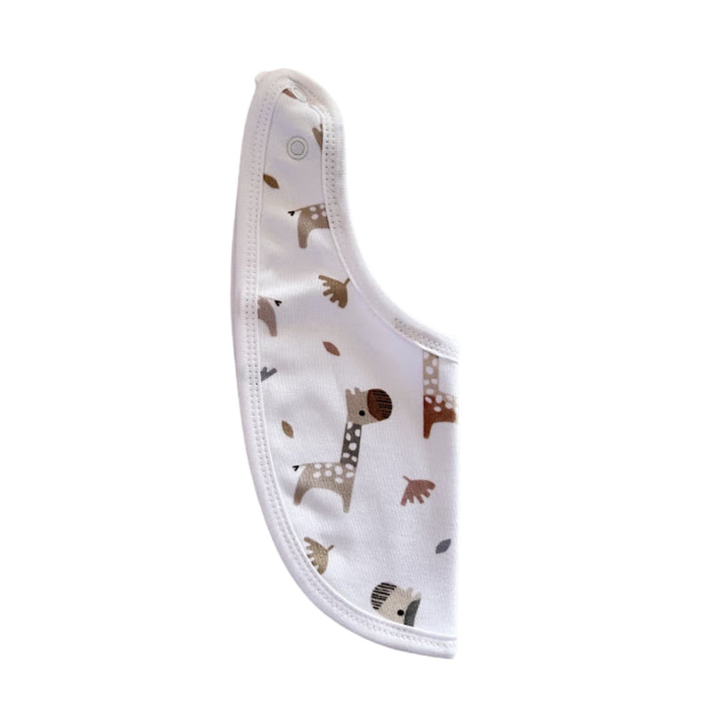 White bib with kameelperde in soft browns side view