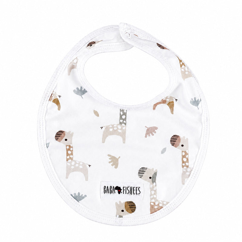 White bib with kameelperde in soft browns