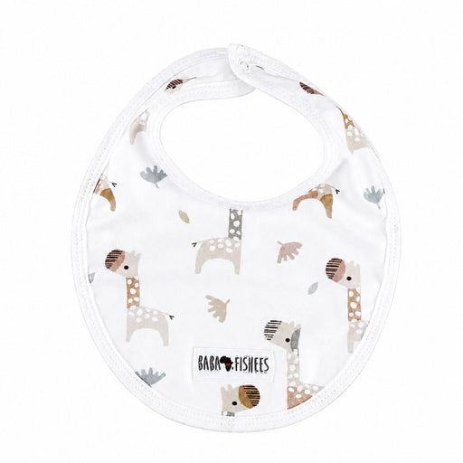 White bib with kameelperde in soft browns