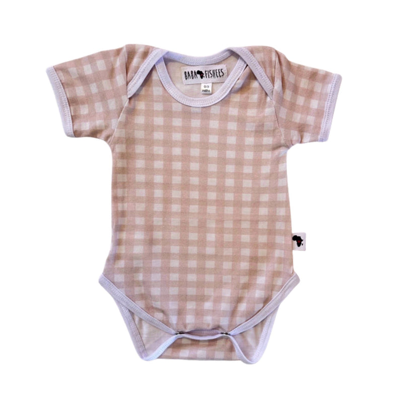 Classic Onesie - Short Sleeve - Pink   with short sleeves and press studs