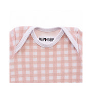 Neckline of Classic Onesie - Long Sleeve - Gingham - Pink  