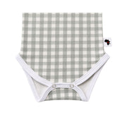 Classic Onesie - Long Sleeve - Gingham - Sage Green showing press studs