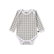 Twin Pack Bundle with long-sleeved baby classic onesies Sage Green Gingham and Two By Two print