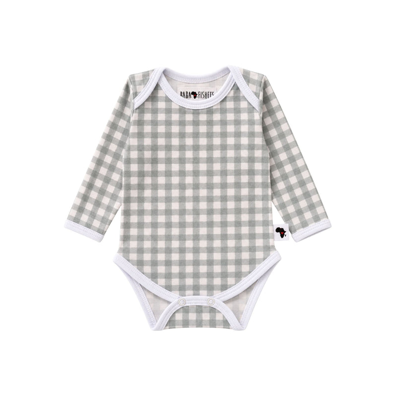 Twin Pack Bundle with long-sleeved baby classic onesies Sage Green Gingham and Two By Two print
