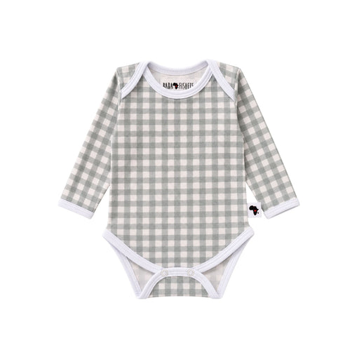 Twin Pack Bundle with long-sleeved baby classic onesies Sage Green Gingham and Two By Two print