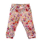 Cuff Pants - Floral Fantasy with pink, purple and orange floral print and cuffed ankles