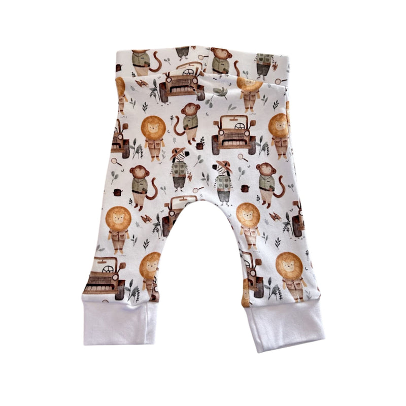 Back view of off-white Cuff Pants - Jeep Safari with safari animal and jeep print