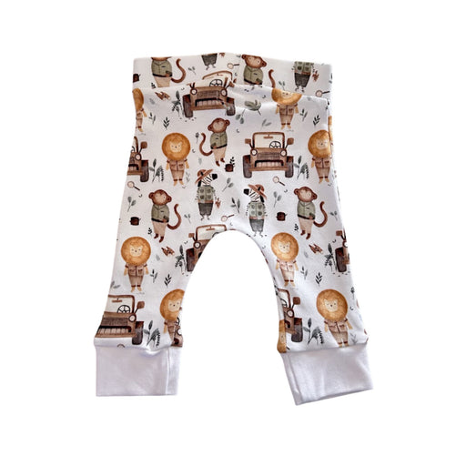 Back view of off-white Cuff Pants - Jeep Safari with safari animal and jeep print
