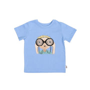 Tee Shirt - Felix - Placement Print sky blue kids’ tee with binoculars character illustration