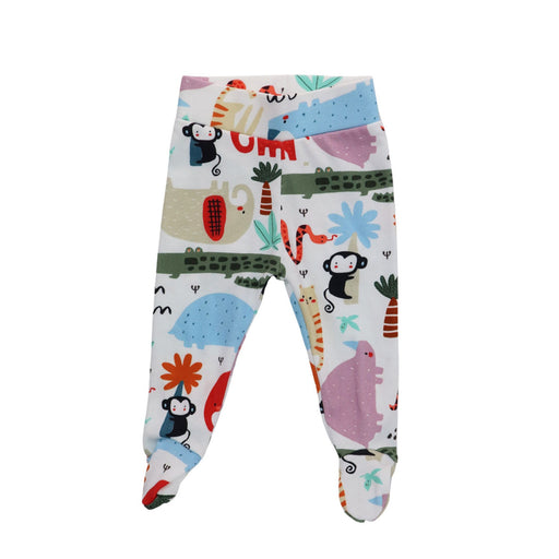 Footy Pants - Rust Ellie - Colourful jungle animal baby footy pants with monkey, crocodile, snake and elephant print